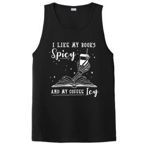 I Like My Books Spicy And My Coffee Icy Skeleton Book Lover Gift PosiCharge Competitor Tank