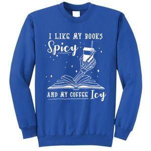 I Like My Books Spicy And My Coffee Icy Skeleton Book Lover Gift Sweatshirt