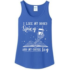 I Like My Books Spicy And My Coffee Icy Skeleton Book Lover Gift Ladies Essential Tank