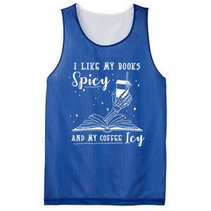 I Like My Books Spicy And My Coffee Icy Skeleton Book Lover Gift Mesh Reversible Basketball Jersey Tank