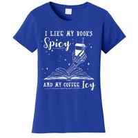 I Like My Books Spicy And My Coffee Icy Skeleton Book Lover Gift Women's T-Shirt