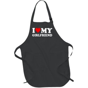 I Love My Hot Girlfriend Funny And Romantic Design Full-Length Apron With Pockets