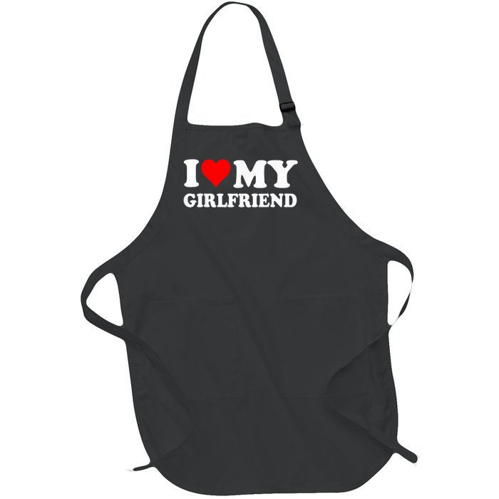 I Love My Hot Girlfriend Funny And Romantic Design Full-Length Apron With Pockets