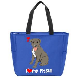 I Love My Pitbull Gift Pit Bull Terrier Gift Zip Tote Bag