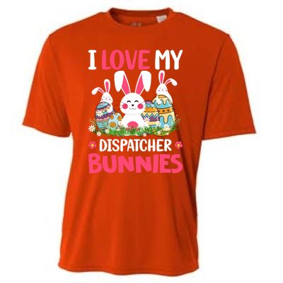 I Love My Dispatcher Bunnies Easter Day Funny Rabbit Gift Cooling Performance Crew T-Shirt