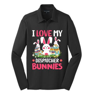 I Love My Dispatcher Bunnies Easter Day Funny Rabbit Gift Silk Touch Performance Long Sleeve Polo