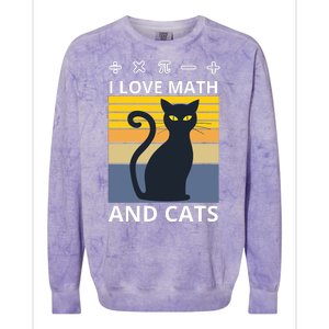 I Love Math And Cats Colorblast Crewneck Sweatshirt