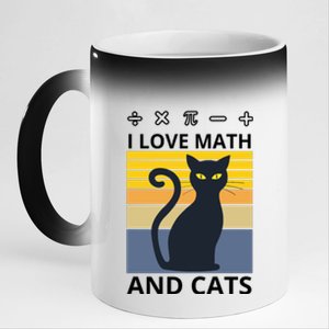 I Love Math And Cats 11oz Black Color Changing Mug