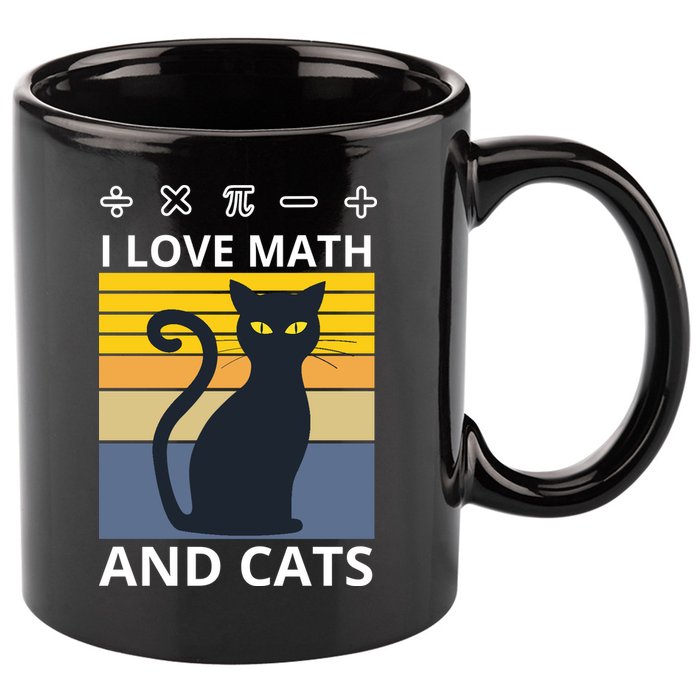 I Love Math And Cats 11oz C Handle Ceramic Mug