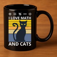 I Love Math And Cats 11oz C Handle Ceramic Mug