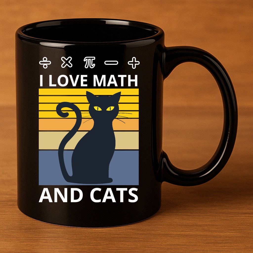 I Love Math And Cats 11oz C Handle Ceramic Mug