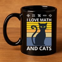 I Love Math And Cats 11oz C Handle Ceramic Mug