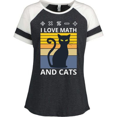 I Love Math And Cats Enza Ladies Jersey Colorblock Tee