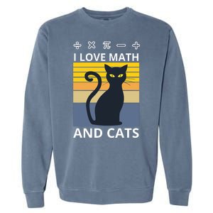 I Love Math And Cats Garment-Dyed Sweatshirt