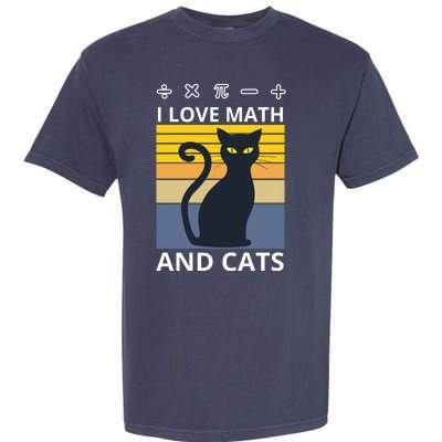 I Love Math And Cats Garment-Dyed Heavyweight T-Shirt