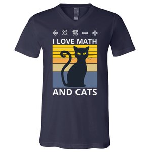 I Love Math And Cats V-Neck T-Shirt