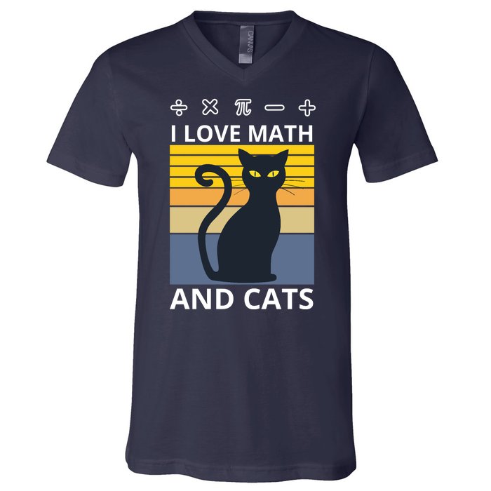 I Love Math And Cats V-Neck T-Shirt