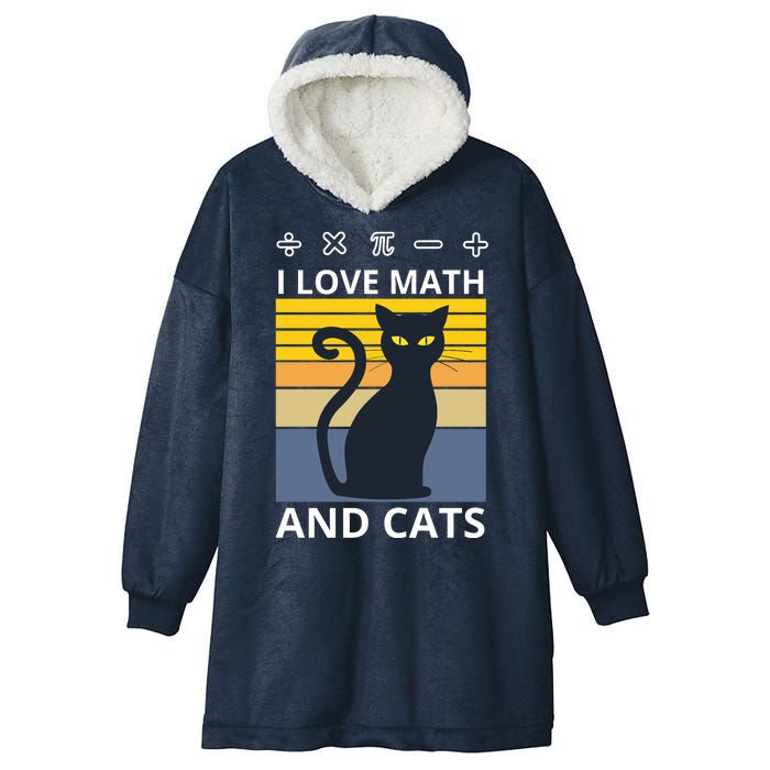 I Love Math And Cats Hooded Wearable Blanket