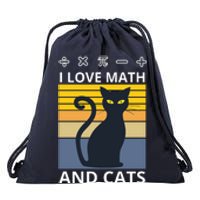 I Love Math And Cats Drawstring Bag