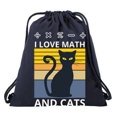 I Love Math And Cats Drawstring Bag