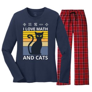 I Love Math And Cats Women's Long Sleeve Flannel Pajama Set 