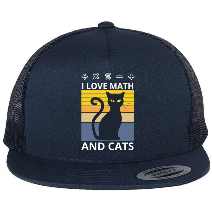 I Love Math And Cats Flat Bill Trucker Hat