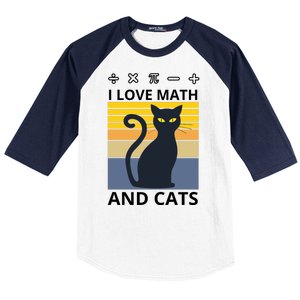 I Love Math And Cats Baseball Sleeve Shirt