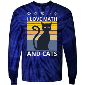 I Love Math And Cats Tie-Dye Long Sleeve Shirt