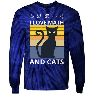 I Love Math And Cats Tie-Dye Long Sleeve Shirt