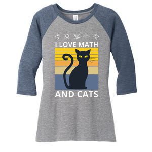 I Love Math And Cats Women's Tri-Blend 3/4-Sleeve Raglan Shirt