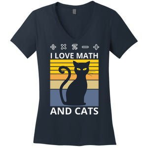 I Love Math And Cats Women's V-Neck T-Shirt