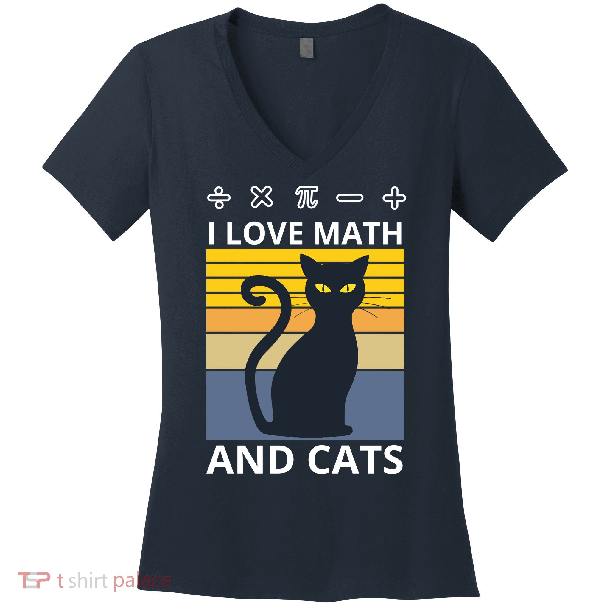 I Love Math And Cats Women's V-Neck T-Shirt