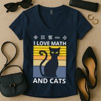 I Love Math And Cats Women's V-Neck T-Shirt