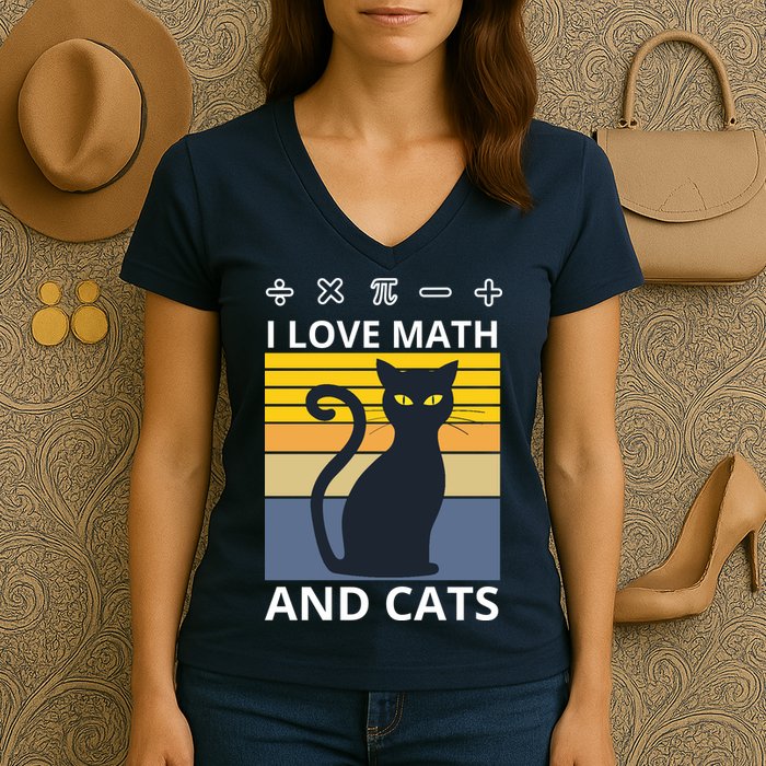 I Love Math And Cats Women's V-Neck T-Shirt