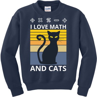 I Love Math And Cats Kids Sweatshirt