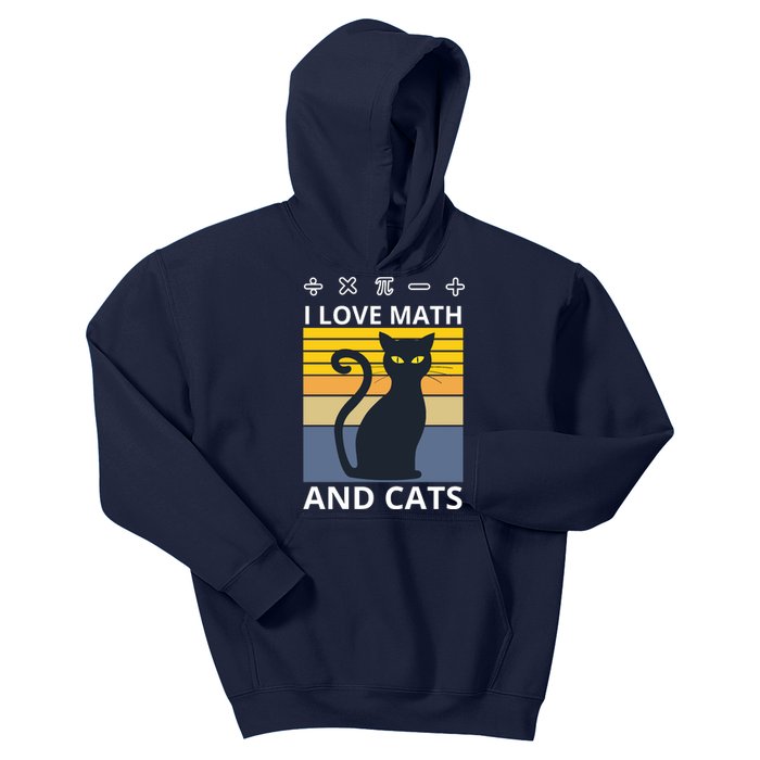 I Love Math And Cats Kids Hoodie