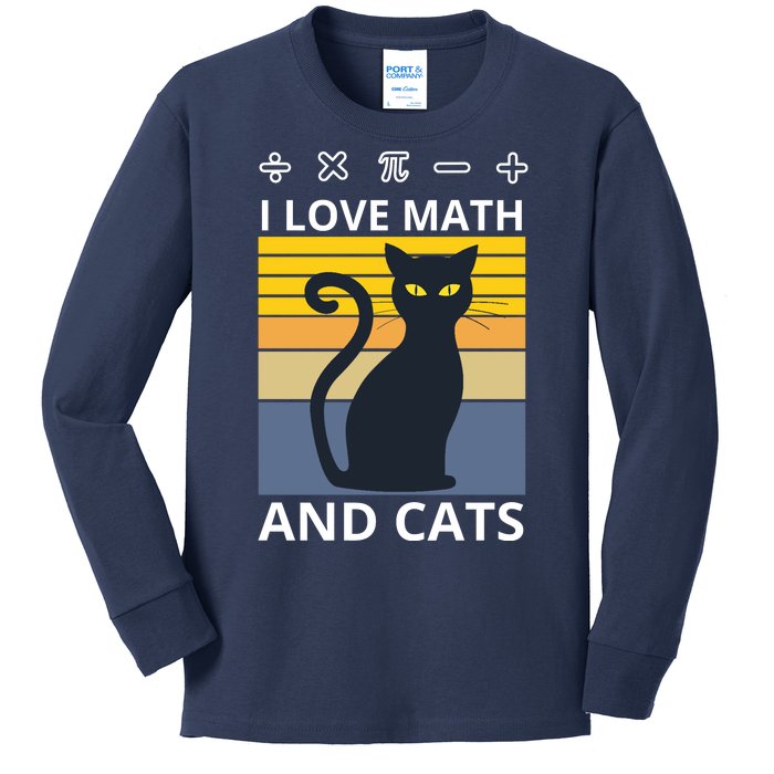 I Love Math And Cats Kids Long Sleeve Shirt