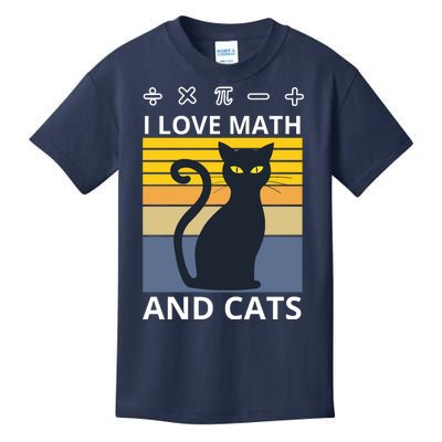 I Love Math And Cats Kids T-Shirt