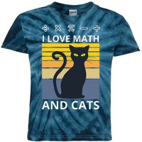 I Love Math And Cats Kids Tie-Dye T-Shirt