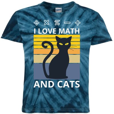 I Love Math And Cats Kids Tie-Dye T-Shirt