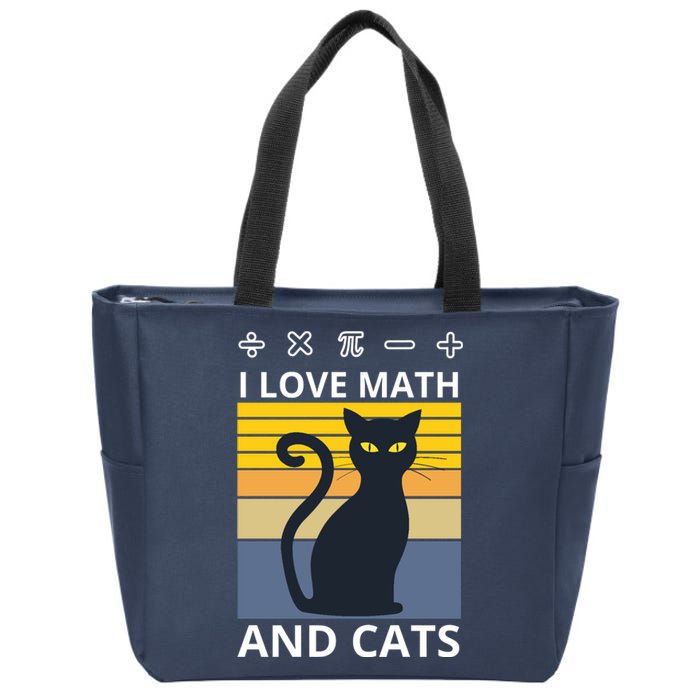 I Love Math And Cats Zip Tote Bag