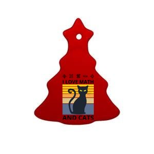 I Love Math And Cats Ceramic Tree Ornament