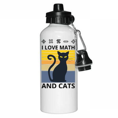 I Love Math And Cats Aluminum Water Bottle