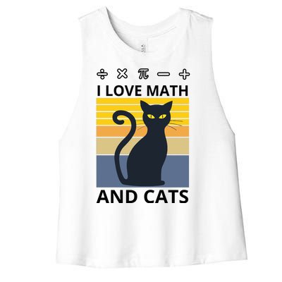 I Love Math And Cats Women's Racerback Cropped Tank