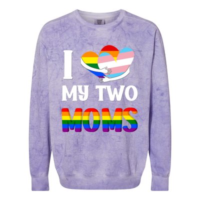 I Love My Two Moms Heart Rainbow Family Lgbtq Pride ` Gift Colorblast Crewneck Sweatshirt