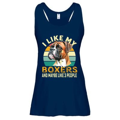 I Like My Boxers Maybe 3 People Retro Dog Lovers Owners Ladies Essential Flowy Tank