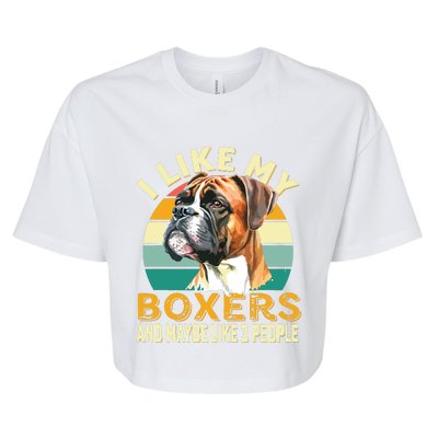 I Like My Boxers Maybe 3 People Retro Dog Lovers Owners Bella+Canvas Jersey Crop Tee