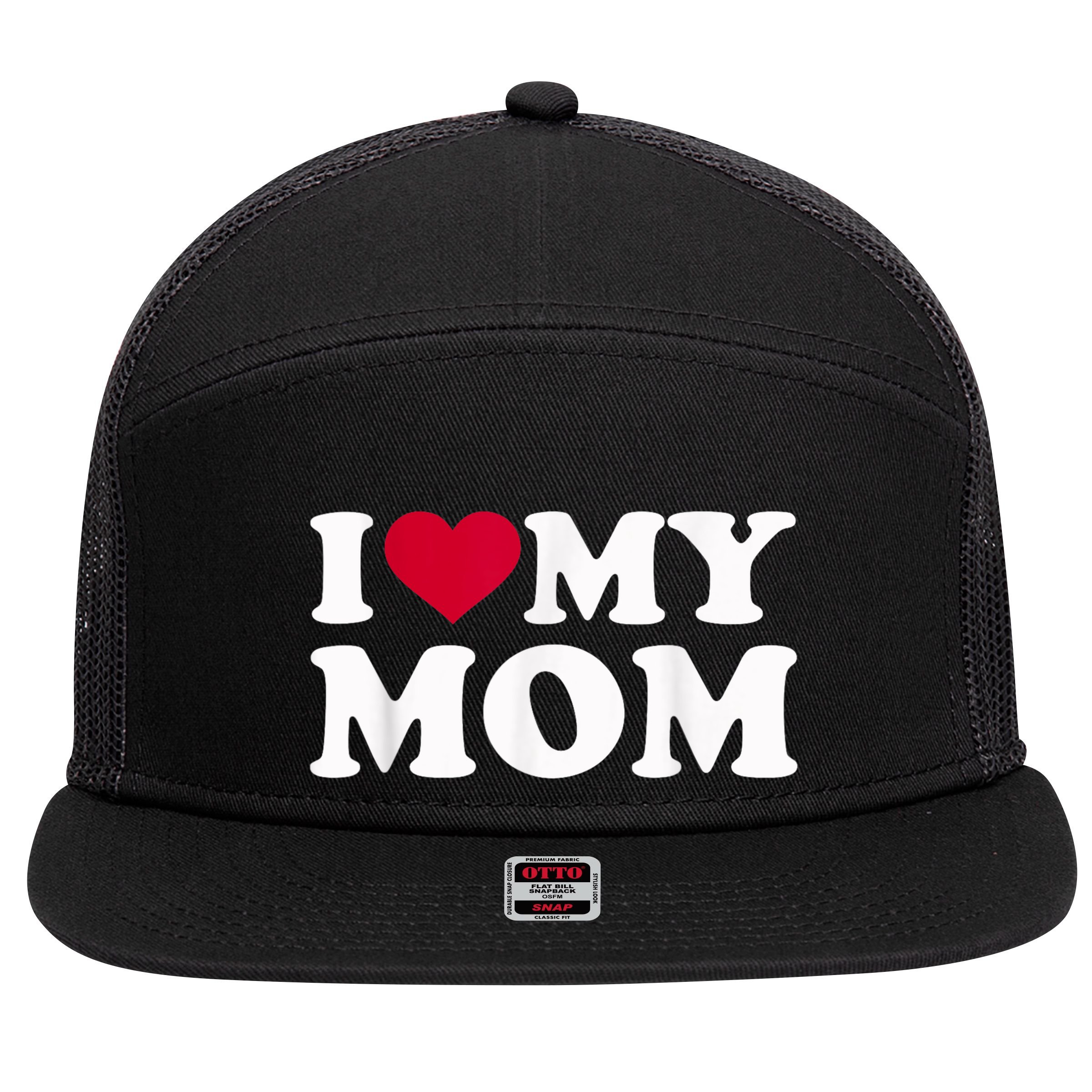 I Love My Mother 7 Panel Mesh Trucker Snapback Hat