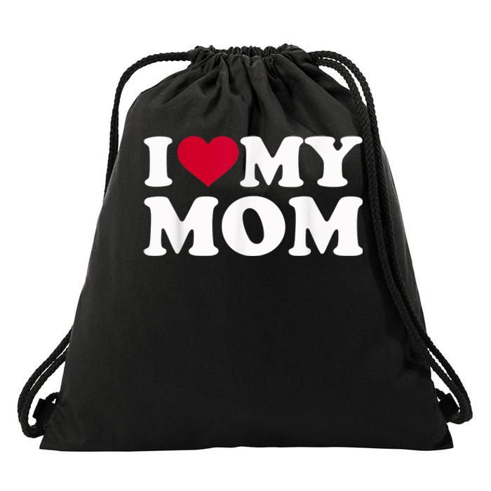 I Love My Mother Drawstring Bag