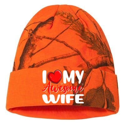 I Love My Awesome Funny Wife Funny Valentines Day Couple Great Gift Kati Licensed 12" Camo Beanie